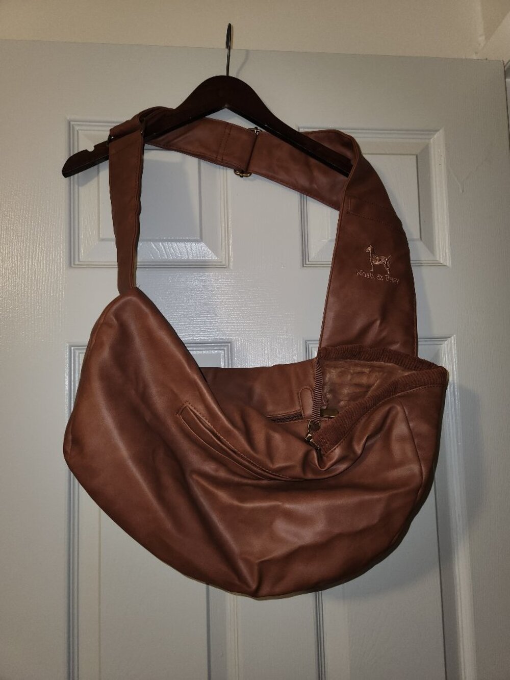 Noah & Paw Small Pet Carrier Sling Bag Brown Faux Leather Hands-Free Carrier